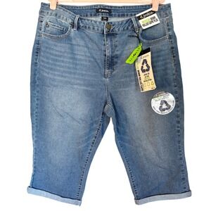 d jeans Capris Womens 20W NWT Plus Size Rolled Denim Stretch Blue Crop